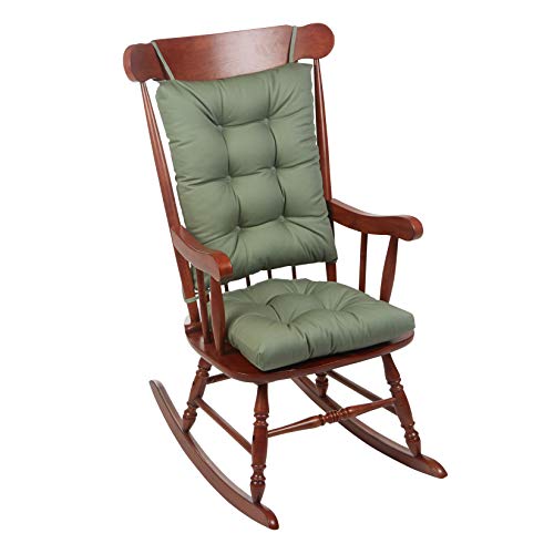 Image of Klear Vu The Gripper Non-Slip Rocking Chair Cushion Set with Thick Padding, Includes Seat Pad & Back Pillow with Ties for Indoor Living Room Rocker, 17x17 Inches, 2 Piece Set, Celadon Green