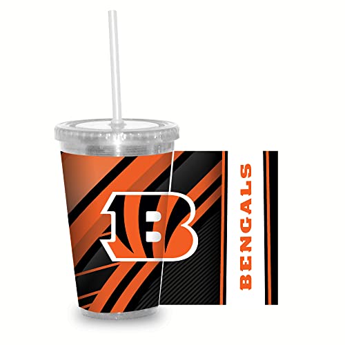 Image of Rico Industries NFL Football 16oz Clear Tumbler W /Straw for NFL Fans