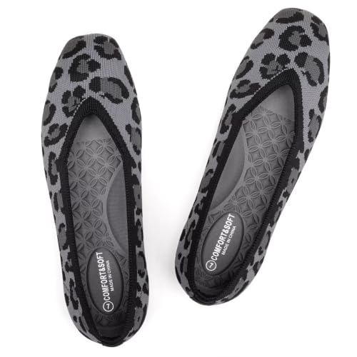 Image of Frank Mully Women Square Toe Flat Shoes Comfortable Knitted Flats | Walking Shoes