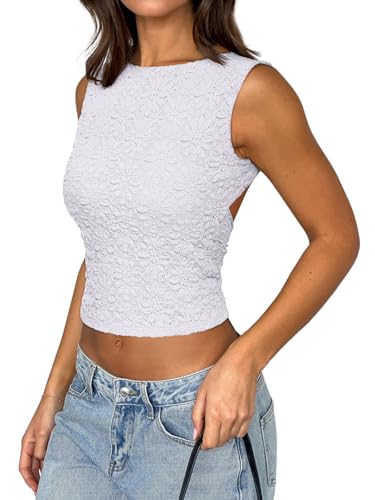 REORIA Women's Open Back Lace Tank Top - Use code Y3Y5ESSG - Image 4