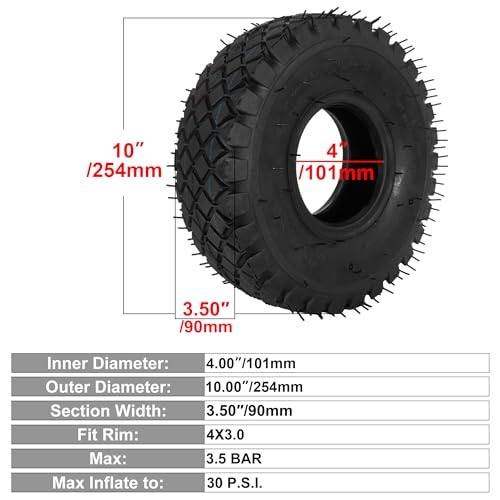 4.10/3.50-4 Tires 6-Ply and Inner Tubes,2 Pack 4.10-4 Replacemnt Tire Wheel by RUTU - Used condition - Image 2