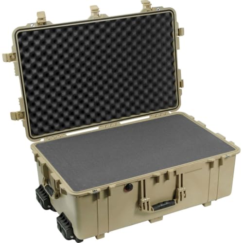 Pelican 1650 Watertight Wheeled Hard Case with Foam Insert - Desert Tan
