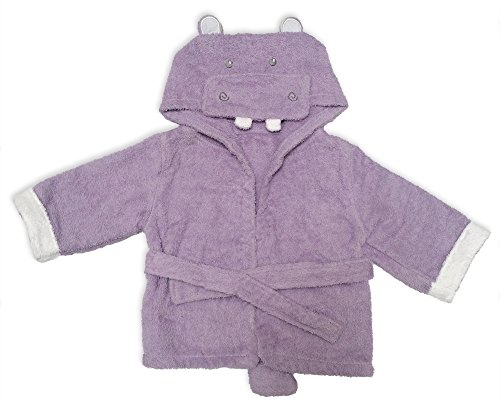 Lexikind Kapuzenhandtuch Baby: Frottee Bademantel - Babyhandtuch mit Kapuze - Kapuzenbadetuch (lila Nilpferd)