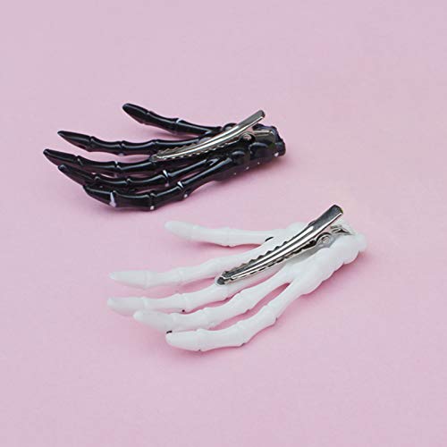 Halloween Skeleton Claws Hair Clips Skull Hand Barrettes Zombie Bone Claw Hairpins Hair Clip Women Horror Party Decoration Cosplay Costume Headpiece Cute Handmade Black White Hair Accessories 6 Pcs #TOP6
