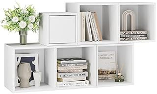 Wall Bookcase Wall Mounted Shelves 6 Cubes Design Floating Shelves White Hanging Shelf for Bedroom Living Room Study