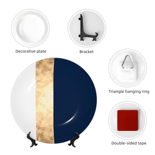 Plato decorativo Dyale azul con rayas blancas 8 in miniatura 4