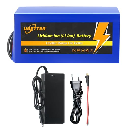 UBETTER 36V Ebike Lithium-Ionen-Akku, Elektrofahrrad-Akku, 20AH Elektro-Fahrrad Batterie mit 2A Ladegerät für 100-1000W Elektrofahrrad Scooter Motor (36V 20Ah)