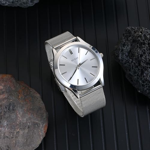 Image of BUREI Men's Wrist Watch, Analog Stainless Steel Dress Waterproof Quartz Watch for Men with Japanese Movement,Refined Gifts for Men, Boyfriend, Husband, Dad