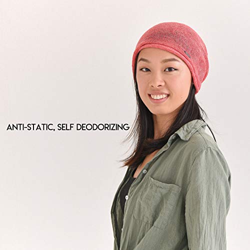 CHARM Hemp Beanie Hat for Summer - Mens Slouchy Beanie Womens Baggy Knit Cap Cooling Hat Red - Thumbnail 3