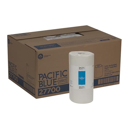 Pacific Blue Select 2-Ply Perforated Roll Paper Towel by GPPRO (Georgia-Pacific), White, 27700, 250 Sheets Per Roll, 12 Rolls Per Case