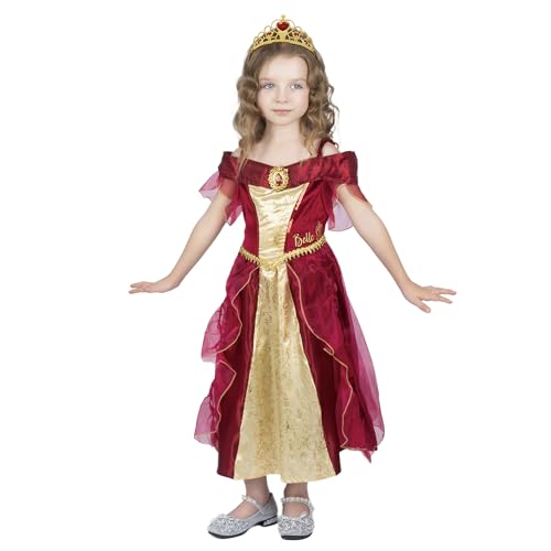 Sincere Party Girl's Luxury Red Belle Princess Dress Cosplay Costume with Tiara 5-6 years, 5-6 Years/110-116 - Image 2