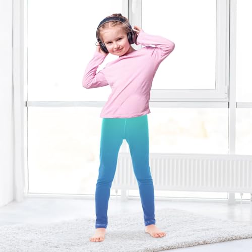Boccsty Gradient Light Blue Green Girls Leggings Kids Yoga Pants Dance Active Tights 4T4