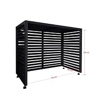 Wärmepumpe Verkleidung Klima Sichtschutz Abdeckung aus Holz imprägniert in anthrazit für Außengeräte Klimaanlage 100 cm x 83 cm x 53 cm – Ansicht 7