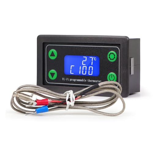 Lonrtesw Tuya WIFI Controlador de Alta Temperatura Termostato Digital Programable Termopar Tipo K -99-999 Grados ZFX-TW01