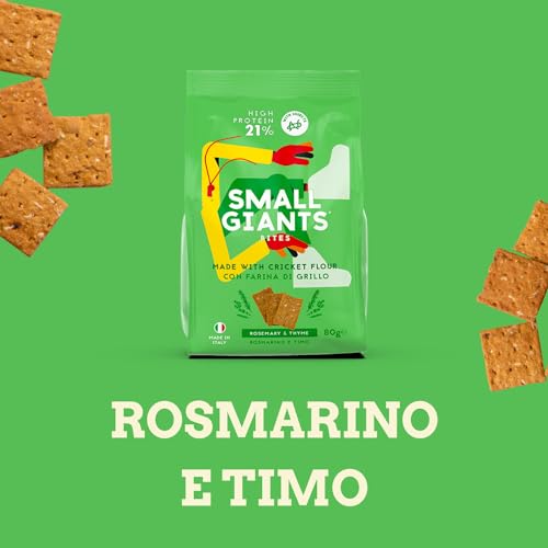 SMALL GIANTS®| Snack Proteici con Farina di Grillo - Cracker Proteici al gusto Rosmarino & Timo. Alto Contenuto di Proteine con Vit. B12, Omega3, Proteine Sostenibili, Senza Zuccheri Aggiunti - Image 4