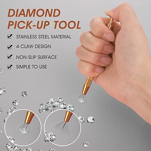 Grevosea 2 Pack Piercing Ball Grabber Tool, Stainless Steel Jewelry Pick Up Tool 4 Prongs Grabber for Tiny Objects IC Chip Electronic Components Nails Clamping Small Parts Holder