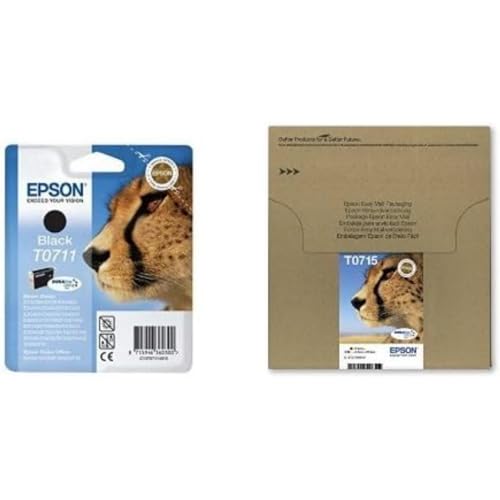 Epson EasyMail Multipack T0715 Guépard, Cartouches d'encre d'origine, 4 Couleurs: Noir, Cyan,...