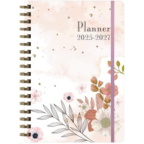 MUFEKUM 2025-2027 Monthly Planner, 3 Year Planner JAN 2025-DEC 2027, Spiral Bound 100G Thick Paper Hardcover Calendar Planner Book with 36 Monthly Note Pages for Long-Term Planning 8.26”x5.9”, Pink Cover