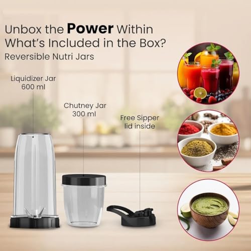 Image of Havells Nutri Power Blender 350 W Mixer Grinder| 1 Speed Switch| Leak Free Sipper Lid| Air Vent Technology| Stainless Steel Blade| 2Yrs Manufacturer Warranty (Black)