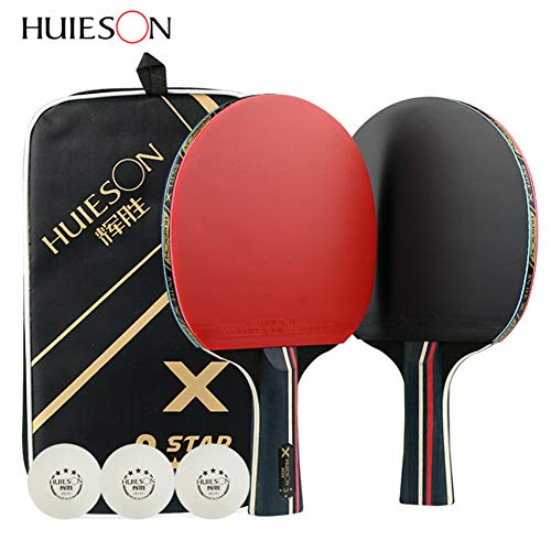 ZOORE Sets de Ping Pong Pala y Pelota, Profesionales Raquetas de Tenis de Mesa, Palas Ping Pong para Deportes (2 Raquetas de Ping Pong + 3 Pelotas + 1 Bolsa)