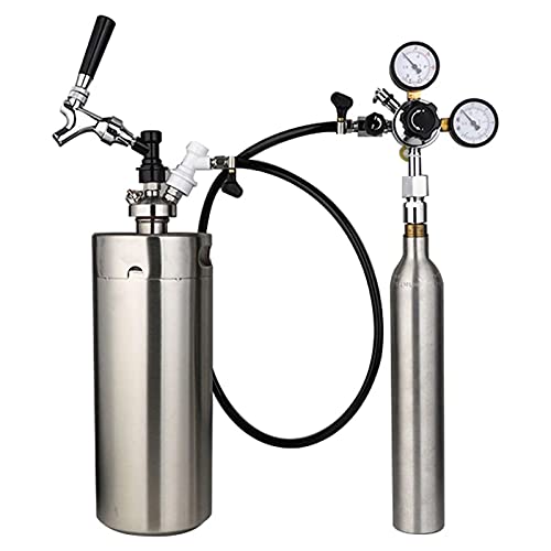 Home Brew - Kit de línea de gas para cerveza con manguera de carbonatación y regulador de CO2, incluye adaptador para botella de CO2, perfecto para necesidades de elaboración de cerveza casera y