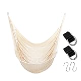 Large Hammock Chair with Hanging Hardware, Caribbean Hammock Hanging Rope Swing Chair No Spreader Bar, XL Hammock Chair Outdoor, Indoor, Bedroom, 330 LBS Weight Capacity, Beige