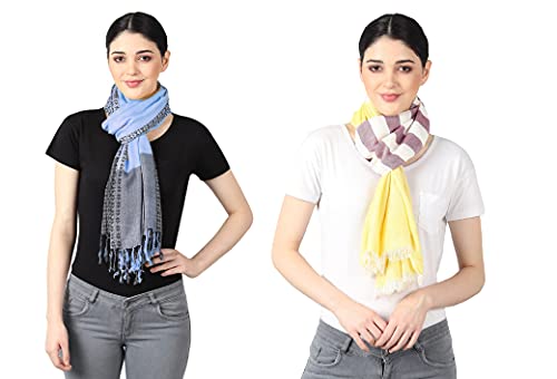 Image of Flyer Women's stole /scarf Colour- Yellow & Purple & Blue & Grey & Purple & Pink soft viscose ethnic scarves pack of 2 ST-08-ALL
