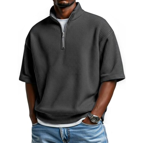 Polo Hombre Manga Corta, Camiseta Manga Corta, Tecnica Originales Deportiva Verano Marca Transpirable Ropa de Verano, Tenis Golf Camisetas Polo Hombre, Waffle 3XL