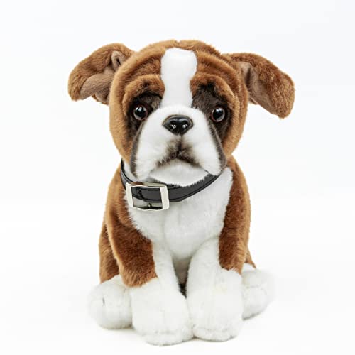 Kuscheltier Hund Boxer + Halsband 27 cm Plüschtier Stofftier Plüschhund Stoffhund