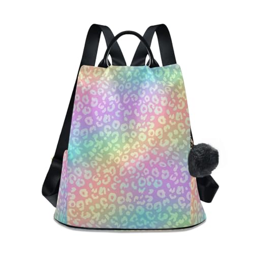 Sac à dos femme léopard dégradé arc-en-ciel idéal pour les cours et les sorties