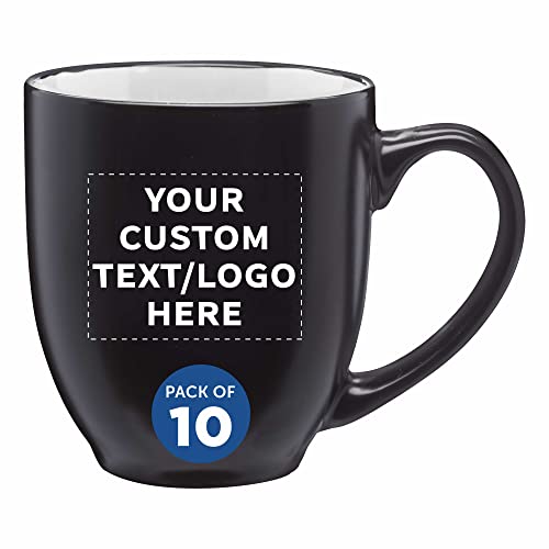 Custom Bistro Coffee Mugs 16 oz. Set of 10, Personalized Bulk Pack - Great for Tea, Cocoa, Diner, Travel mugs - White Custom Bistro Coffee Mugs 16 oz. Set of 10, Personalized Bulk Pack - Great for Tea, Cocoa, Diner, Travel mugs - White