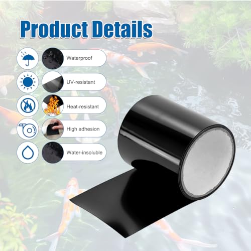 10x150 cm Teichfolien Reparaturflicken,Teichfolien-Reparaturband-Set,Wasserbeständiges Klebeband,wasserdichtes Klebeband,Pool, Zelt, Teich Reparatur Set,Reparatur Klebeband,Nahtband für Gartenteiche