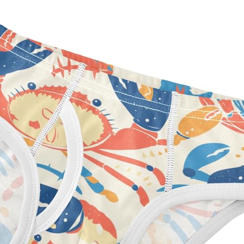 KLL Crab Navy Blue Toddler Boys Comfort Briefs Breathable Children Undies4
