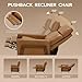COLAMY Push Back Recliner Chair, Upholstered Leather Recliner with Footrest 118-150 Degree Adjustable, Comfy Modern Wingback Recliner for Living Room, Bedroom,Small Spaces,Camel