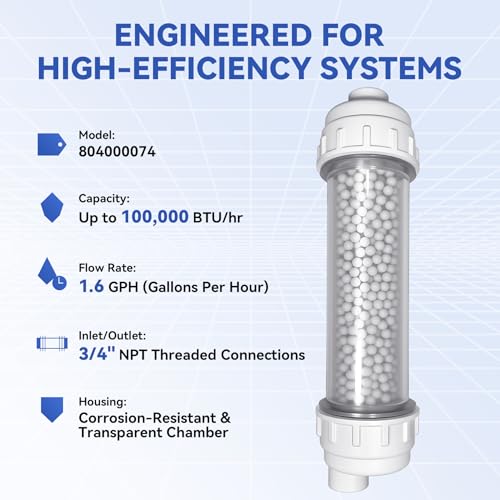 Condensate Neutralizer Kit for Rinnai Tankless Water Heater 804000074 Navien Rheem, 100,000 BTU/HR Ac-id Neutralizer for Condensing Boiler Furnace, 15-Piece Complete Set with 10ft Tubing & 3/4" NPT by VitaFlow Tool - Used condition - Image 3