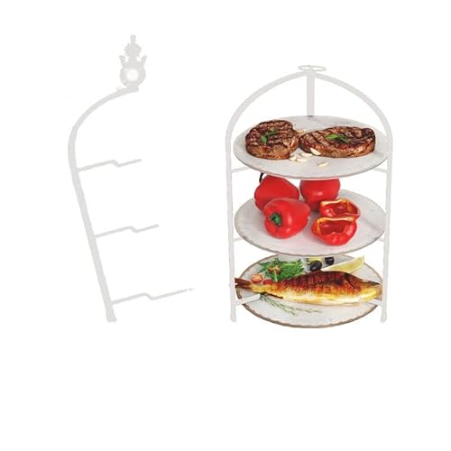 Anmeish 3 Tier Serving Stand Collapsible(Plate Not Included), Three Tiered Metal Cake Cupcake Dessert Pizza Display Standf, Fit For 4"-10" Plate (White) #TOP5