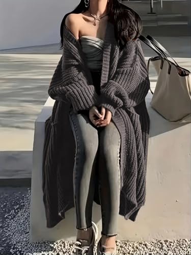 Image of Womens Long Cardigan Sweaters Open Front Oversized Duster with Pocket for Women 2025 Fall Winter Knit Design Coats