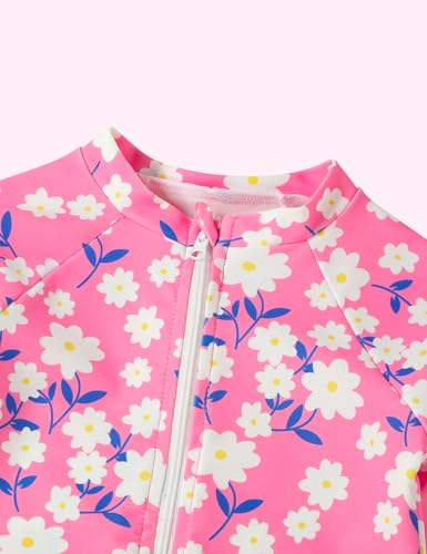 Image of DREAM BUS Toddler Girls Long Sleeve Swimsuit 3 Piece Rashguard Set with Bikini Top Baby Girls Bathing Suit Swimwear