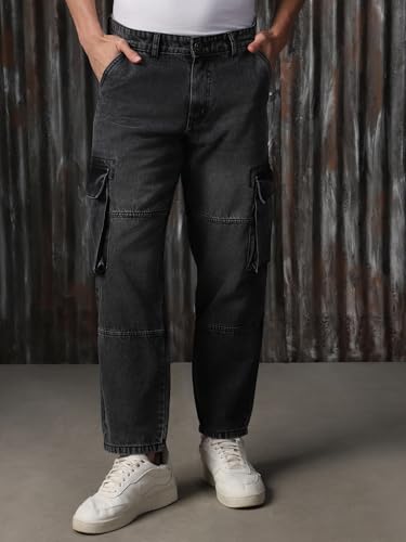 Image of High Star Men Cotton Washed Straight Fit Mid-Rise Regular Jeans