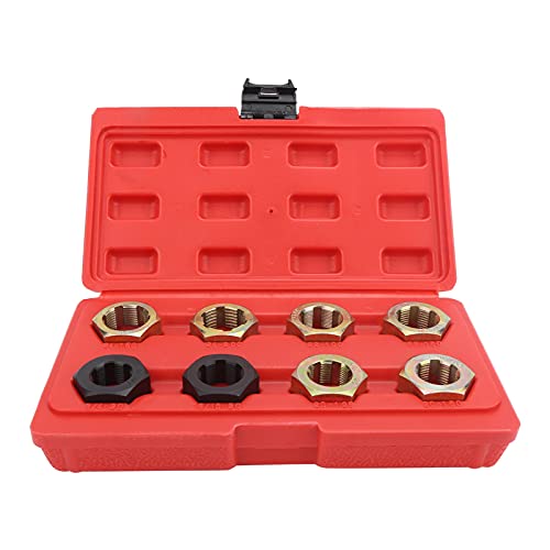 KIMISS 8pcs Axle Spindle Threading Set, Carbon Steel Screw Thread Repair Kit for Axle Spindle Fractional Metric with Storage Tool Case