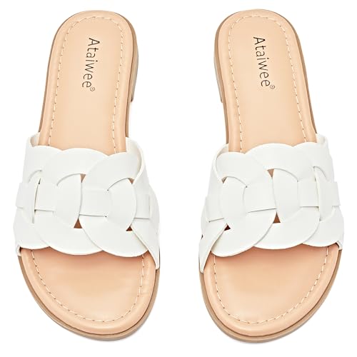Image of Ataiwee Women's Dressy Braided Open Toe Flat Slides Sandals