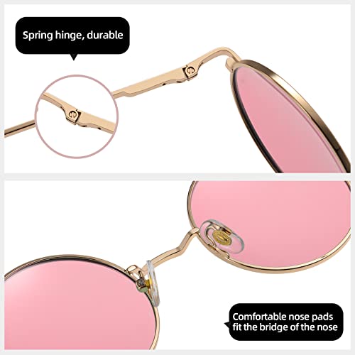 Image of MEETSUN Small Round Polarized Sunglasses for Men Women Metal Retro Hippie Circle Sun Glasses Driving Festival Cosplay UV400