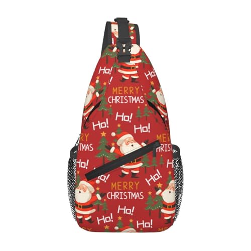Santa Backpack Christmas Crossbody Sling Bag Shoulder Bag Chest Bags Forest Santa Claus Sport Daypack For Men Women
