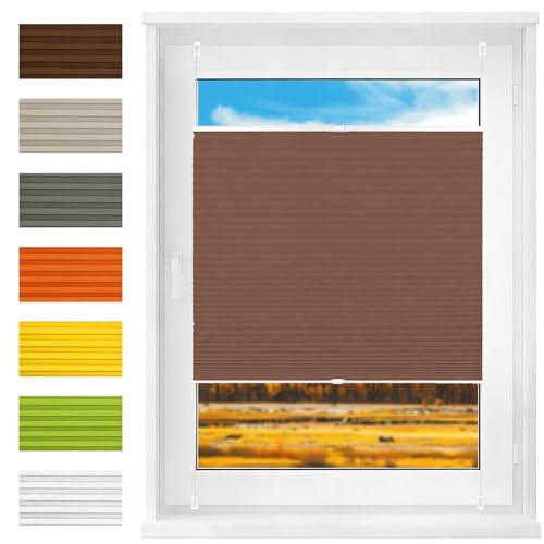 Estor Enrollable Opaco Estores 70 x 170 cm Blackout, Fijación sin Taladrar, Translúcido Persiana Enrollable Blackout Termico Estor Plegable Traslúcido para Ventanas, Marrón
