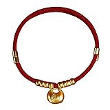 Red Braided Rope Pet Necklace with Gold Beads and Charm Pendant, Adjustable Good Luck Blessing Collar for Cats and Dogs (S, Yuanbao)