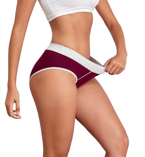 Image of Cotton Underwear for Women Mid Rise Hipster Panties Full Briefs Stretchy Ladies Full Coverage Panties