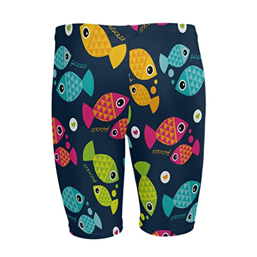 Mens Swim Jammers Cartoon Fish Sea Ocean Quick Dry Athletic Swimsuit2