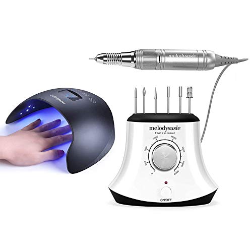 MelodySusie 30000 rpm Professional Nail Drill-Scarlet, High Speed, Low Heat, Low Noise, Low Vibration, UV LED Nail Lamp 48W Nail Dryer for Gel Nail Polish, Portable Electric Efile Drill for Shaping