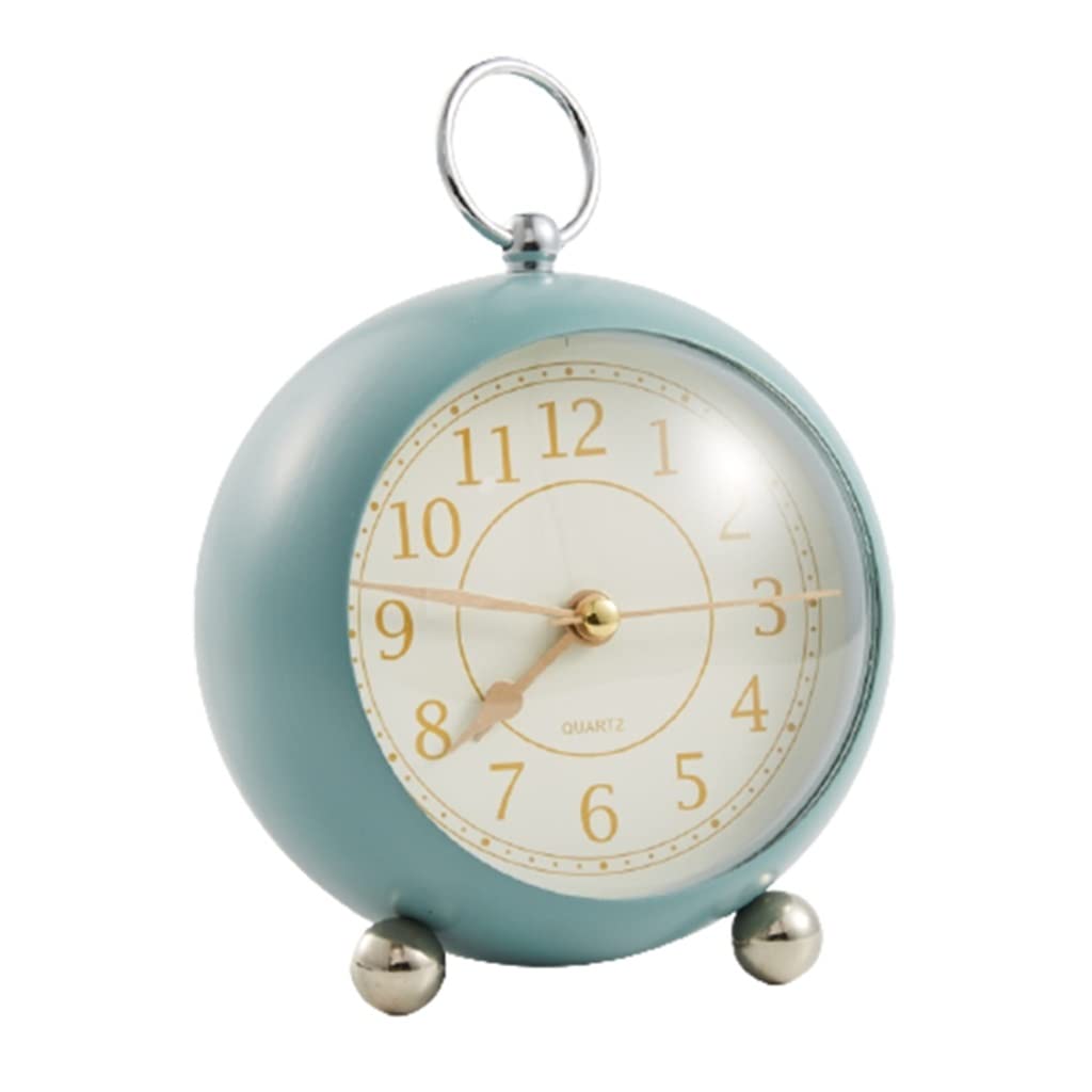 HRWLY Mini light clock does not tick small alarm luminous pointer(Ice blue)
