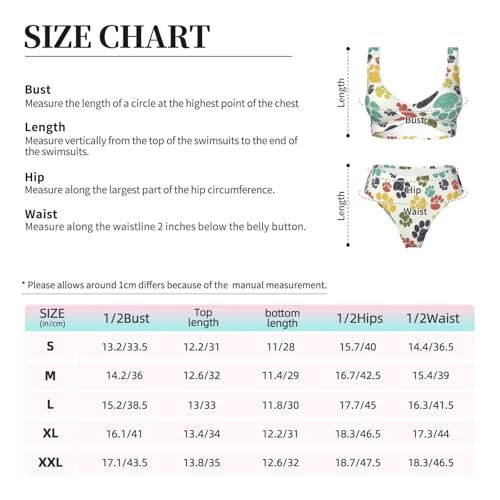 Bikini de dos piezas con cuello en U y estampado de huellas para mujer 7